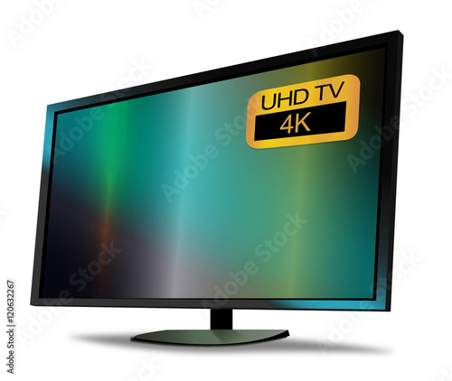 Side shot of 4K tv screen isolated on white