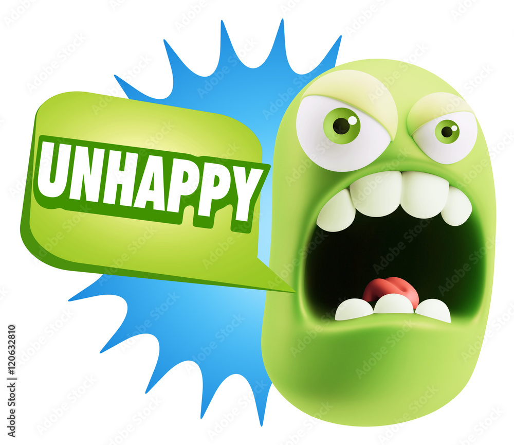Fototapeta premium 3d Rendering Angry Character Emoji saying Unhappy with Colorful