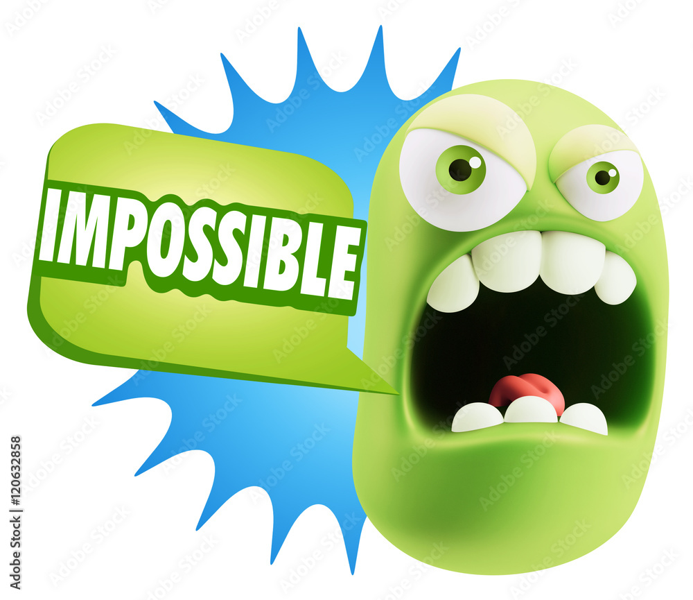 Fototapeta premium 3d Rendering Angry Character Emoji saying Impossible with Colorf
