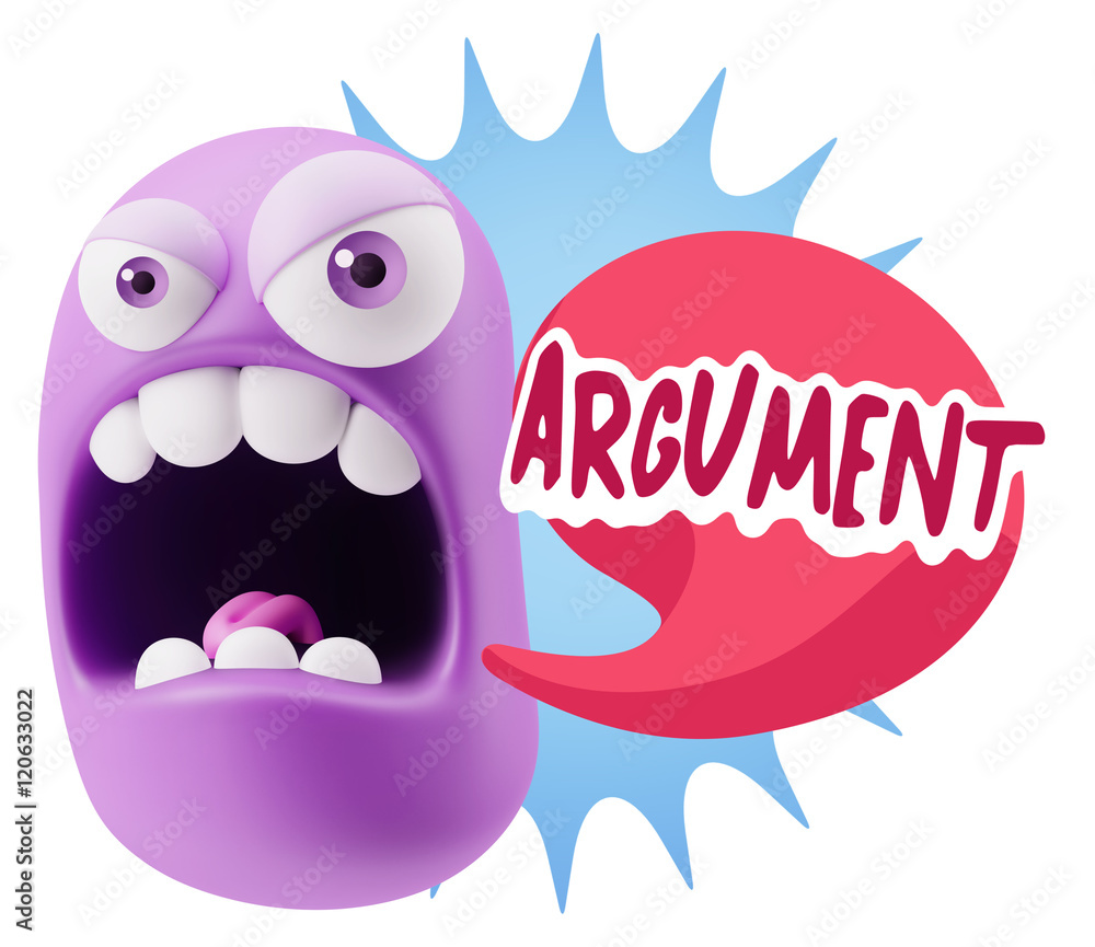 Obraz premium 3d Rendering Angry Character Emoji saying Argument with Colorful