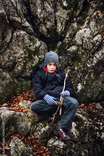  Young hiker resting