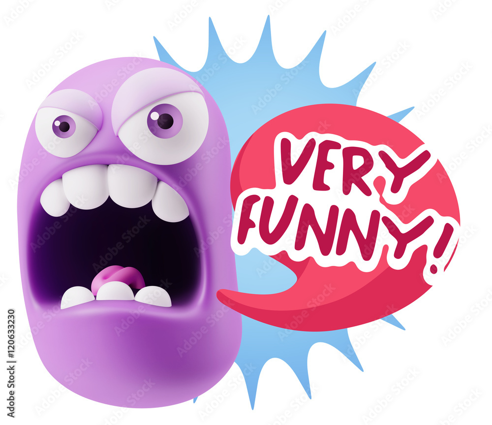 3d Rendering Angry Character Emoji saying Very Funny with Colorf 3d Rendering Angry Character Emoji saying Very Funny with Colorf