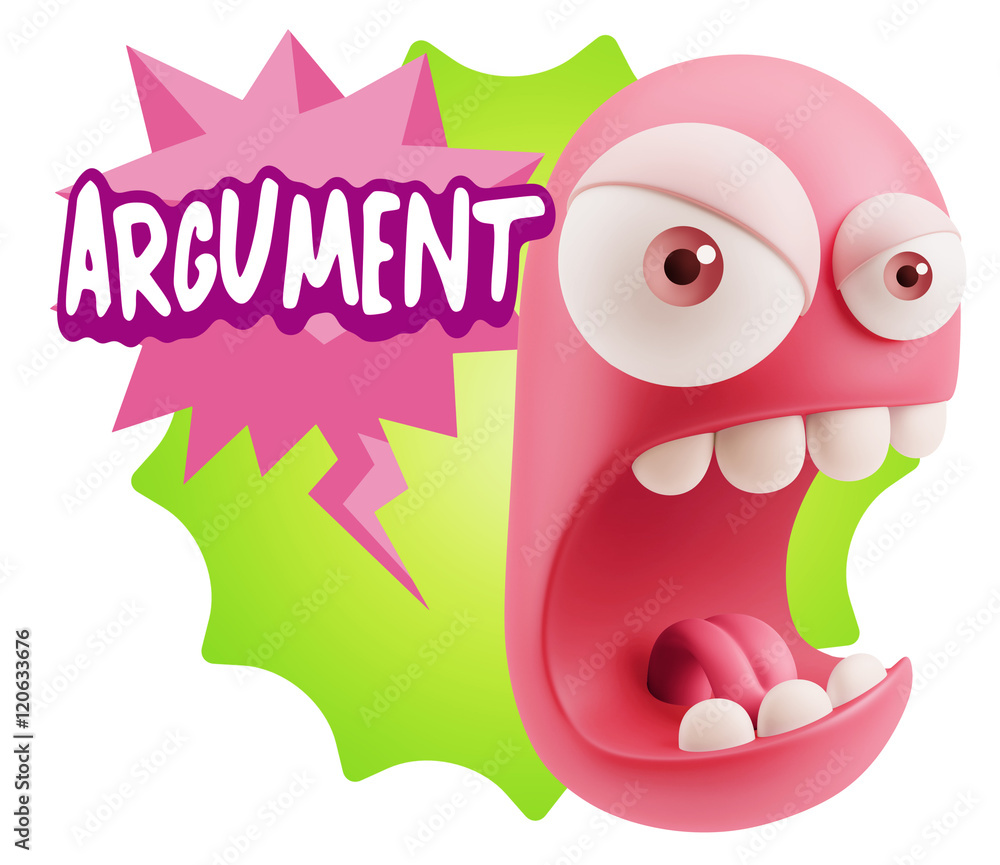 Obraz premium 3d Rendering Angry Character Emoji saying Argument with Colorful