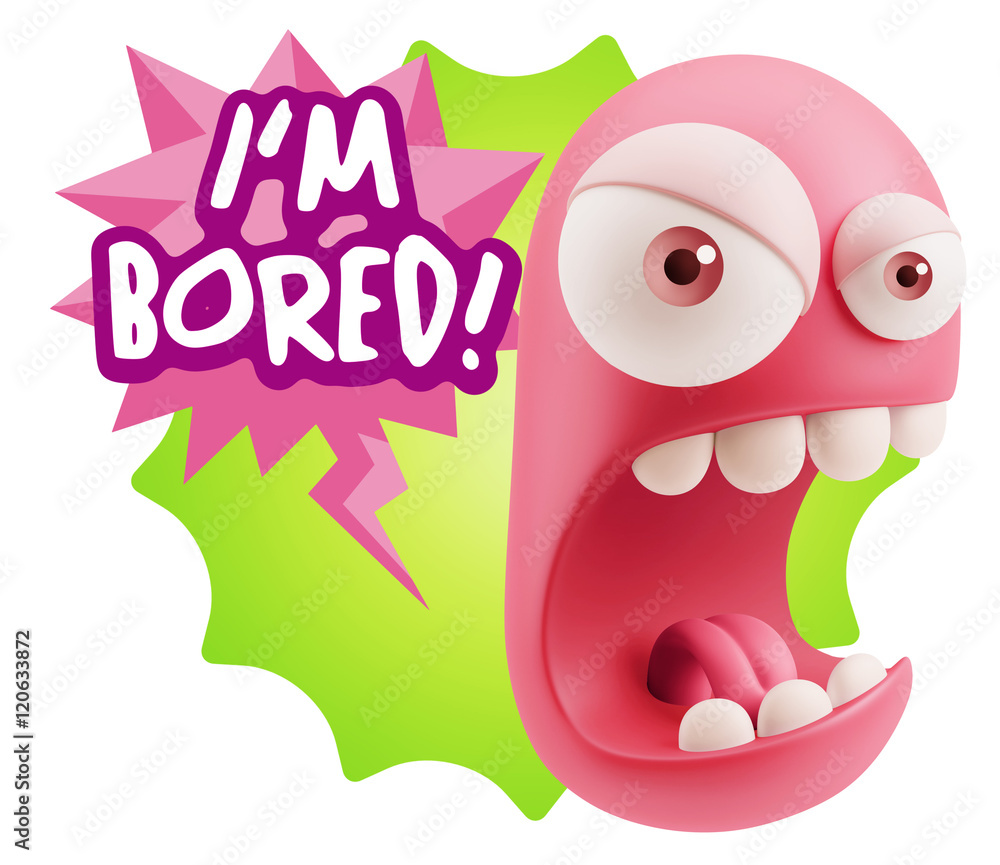 Obraz premium 3d Rendering Angry Character Emoji saying I'm Bored with Colorfu
