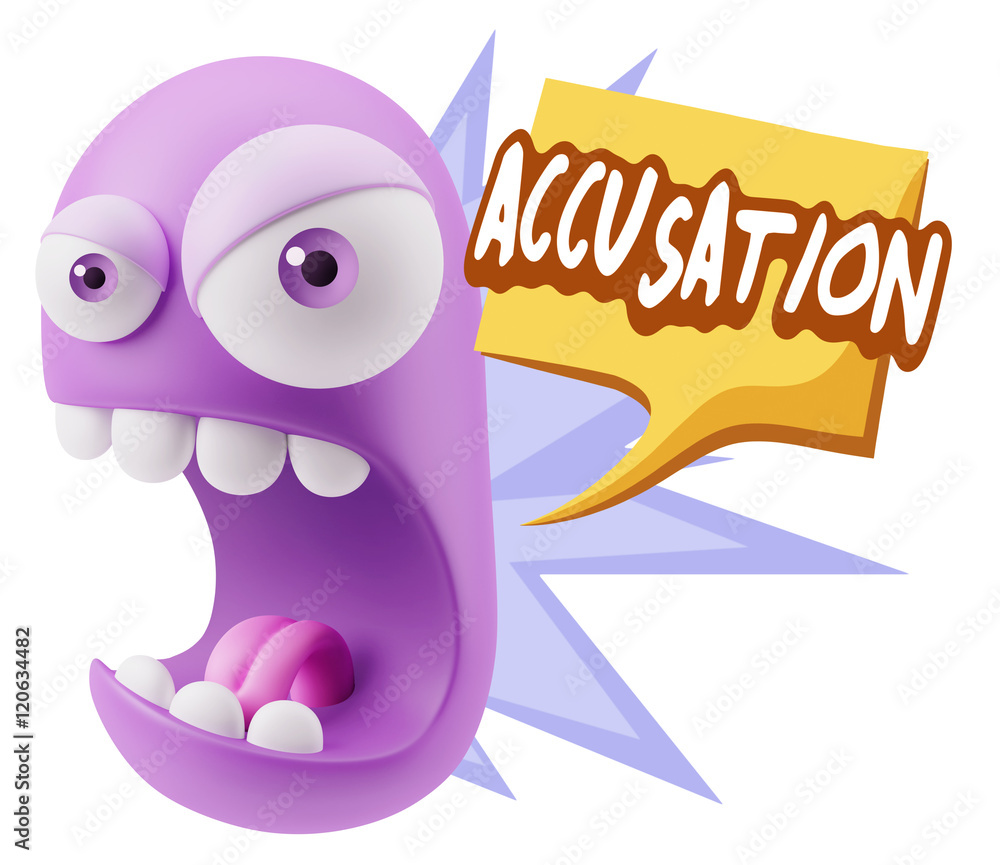 3d Rendering Angry Character Emoji saying Accusation with Colorf 3d Rendering Angry Character Emoji saying Accusation with Colorf