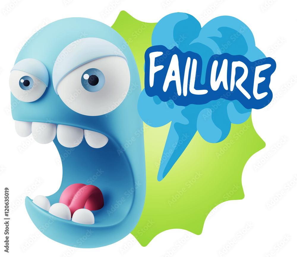 3d Rendering Angry Character Emoji saying Failure with Colorful 3d Rendering Angry Character Emoji saying Failure with Colorful
