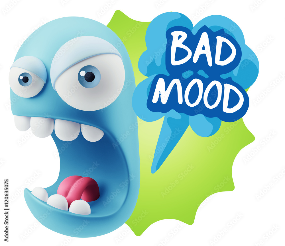 3d Rendering Angry Character Emoji saying Bad Mood with Colorful 3d Rendering Angry Character Emoji saying Bad Mood with Colorful