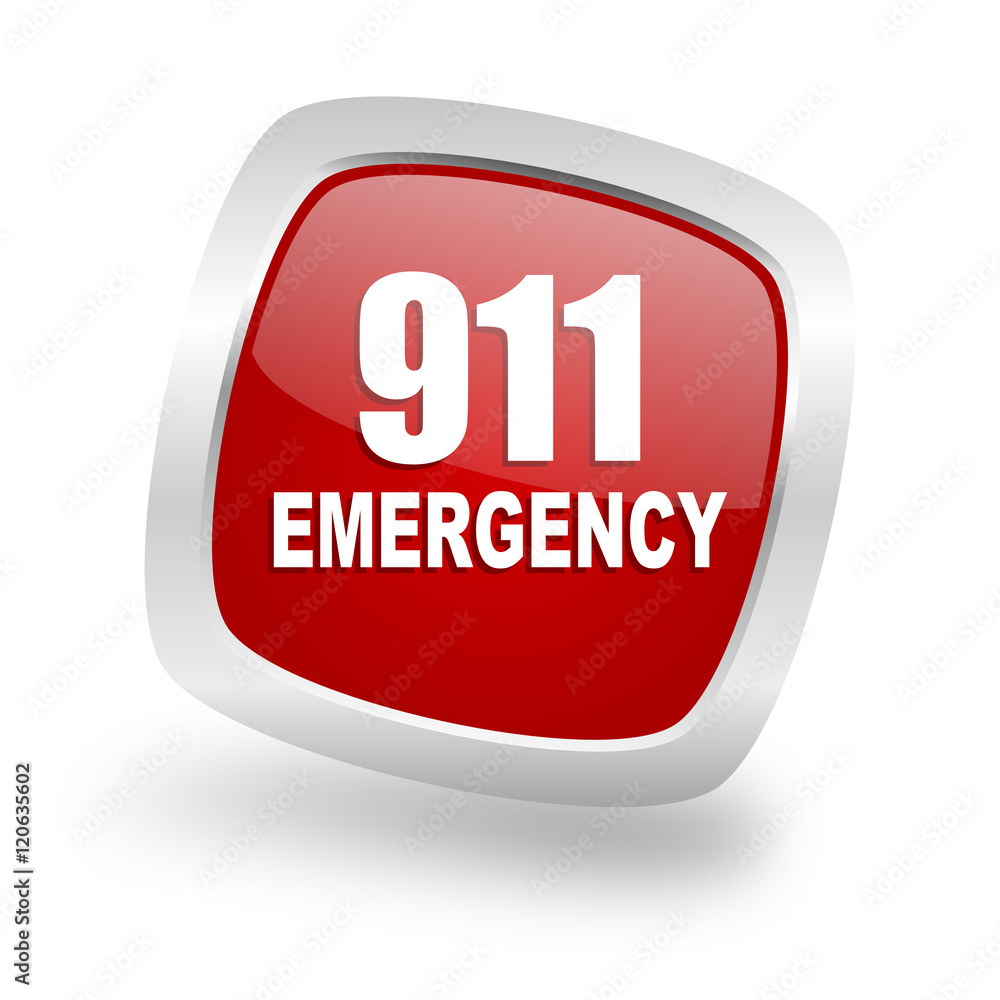 number emergency 911 square red glossy chrome silver metallic web icon number emergency 911 square red glossy chrome silver metallic web icon