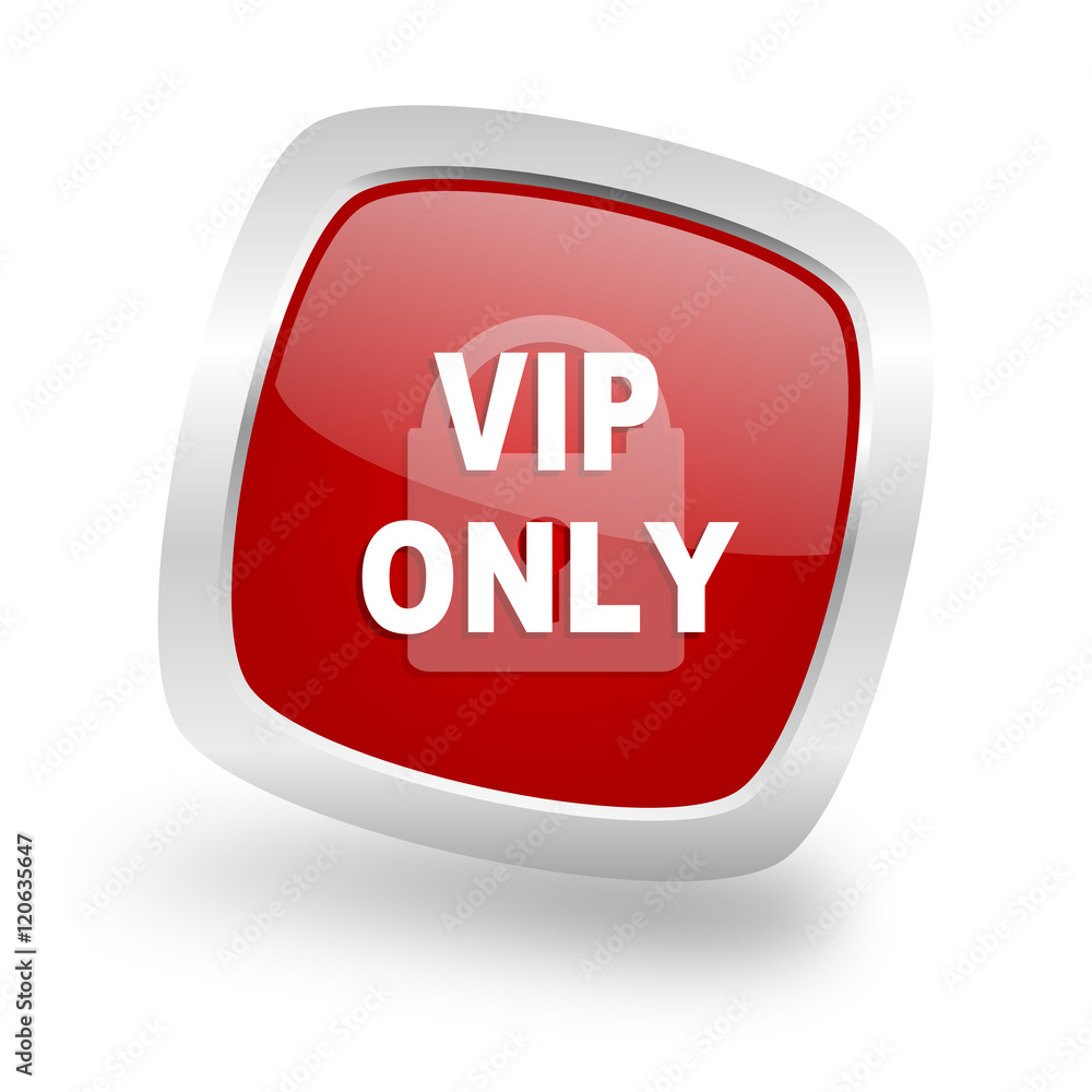 vip only square red glossy chrome silver metallic web icon vip only square red glossy chrome silver metallic web icon