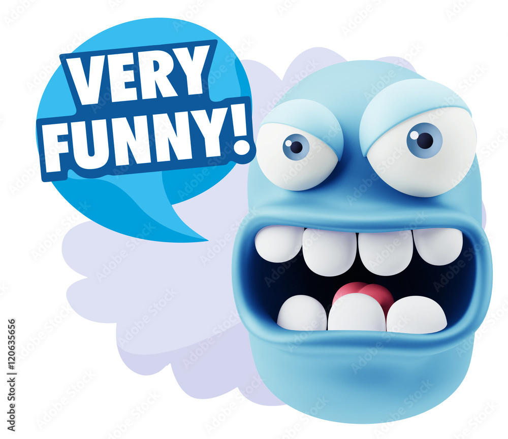 3d Rendering Angry Character Emoji saying Very Funny with Colorf 3d Rendering Angry Character Emoji saying Very Funny with Colorf