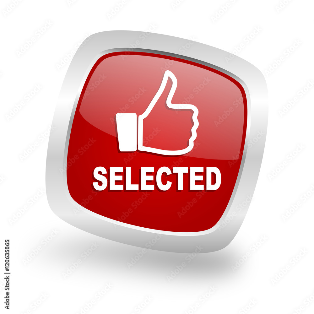 selected square red glossy chrome silver metallic web icon selected square red glossy chrome silver metallic web icon