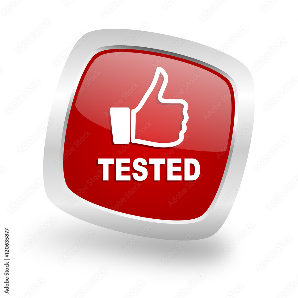 tested square red glossy chrome silver metallic web icon tested square red glossy chrome silver metallic web icon