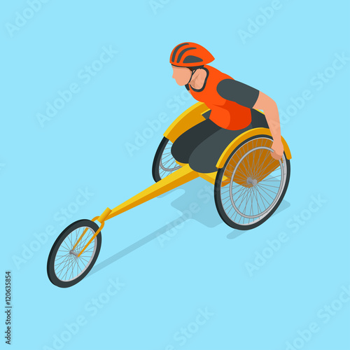Isometric Olympic sports for peoples with disabled activity. Vector illustration paralympics player