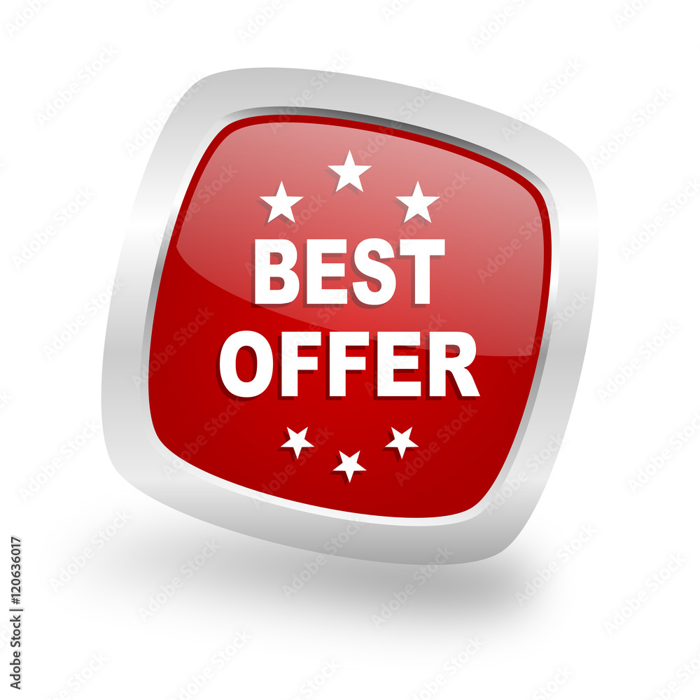 best offer square red glossy chrome silver metallic web icon best offer square red glossy chrome silver metallic web icon