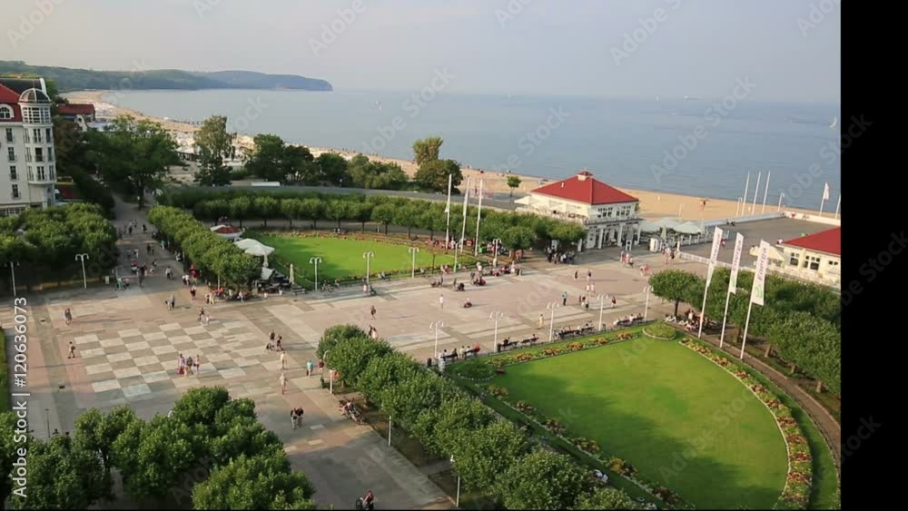 Sopot, Poland -September 9, 2015:View to the square and seaside in Sopot, Poland. Sopot is the famous sea resort in Northern Poland. Sopot, Poland -September 9, 2015:View to the square and seaside in Sopot, Poland. Sopot is the famous sea resort in Northern Poland.