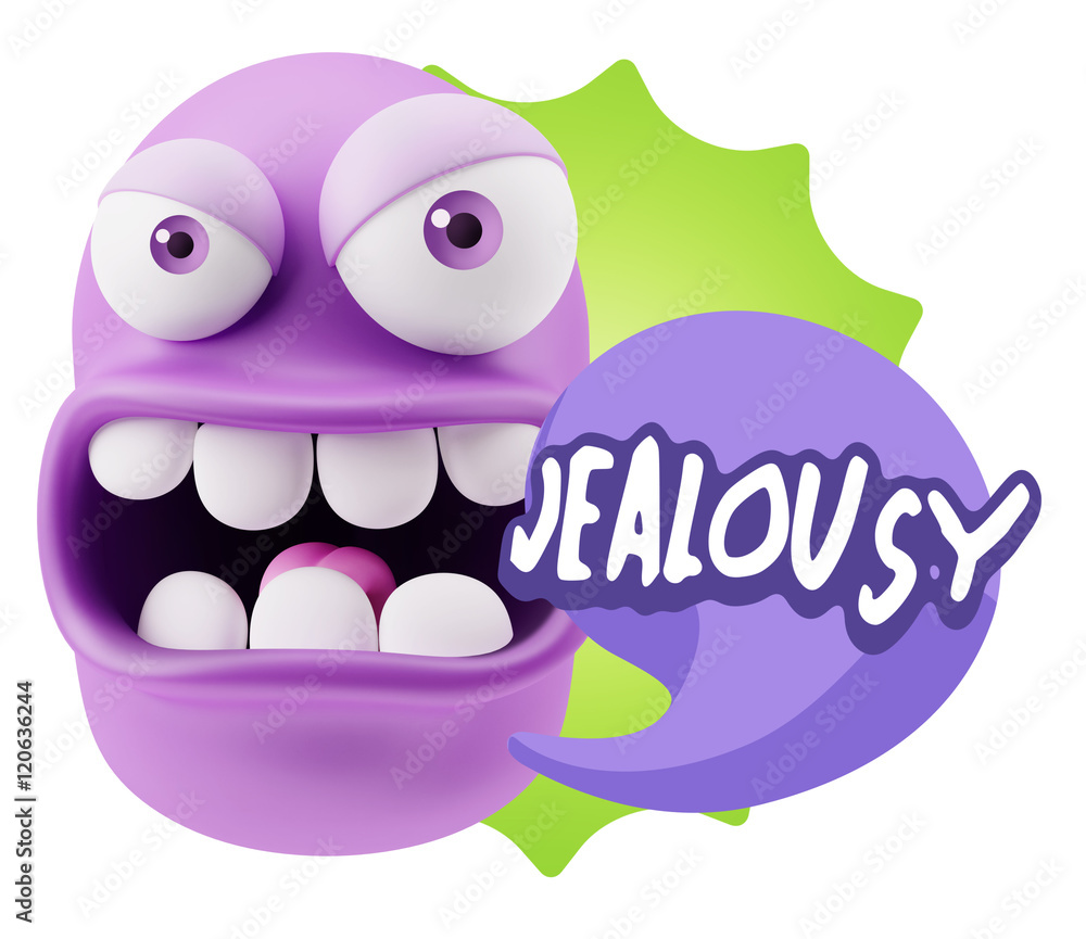 3d Rendering Angry Character Emoji saying Jealousy with Colorful 3d Rendering Angry Character Emoji saying Jealousy with Colorful