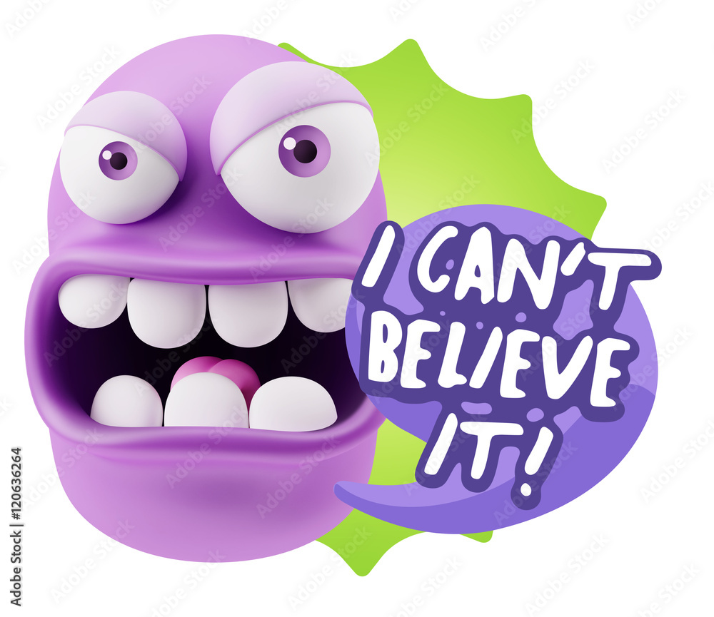 3d Rendering Angry Character Emoji saying I Can't Believe It wit 3d Rendering Angry Character Emoji saying I Can't Believe It wit