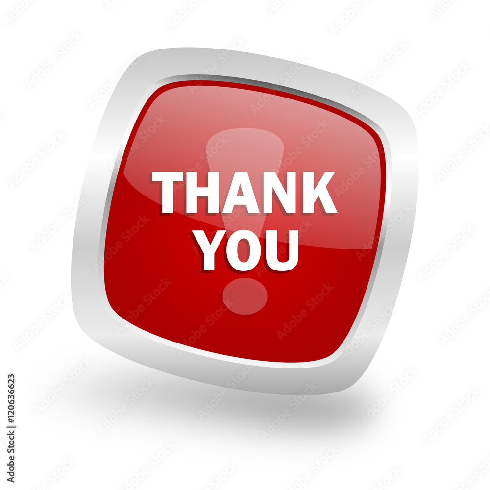 thank you square red glossy chrome silver metallic web icon thank you square red glossy chrome silver metallic web icon