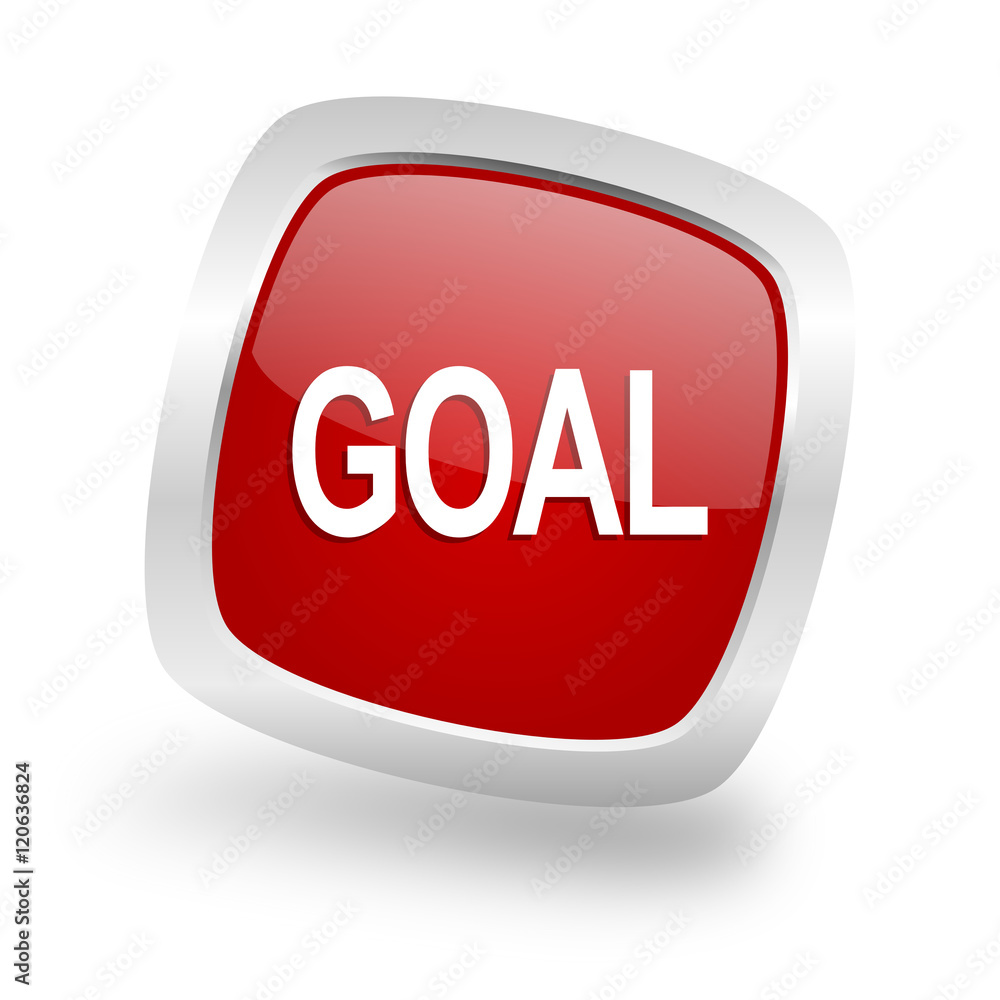 goal square red glossy chrome silver metallic web icon goal square red glossy chrome silver metallic web icon