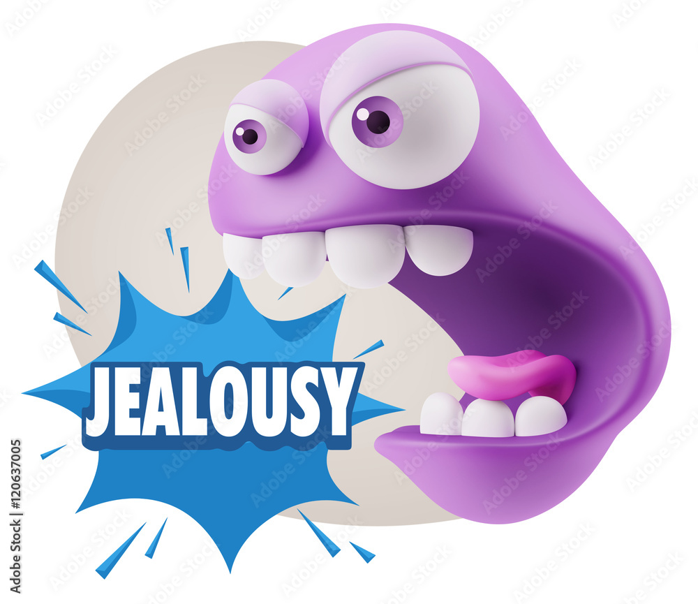 3d Rendering Angry Character Emoji saying Jealousy with Colorful 3d Rendering Angry Character Emoji saying Jealousy with Colorful