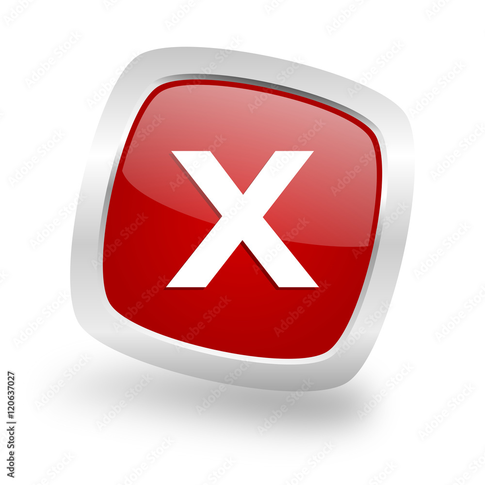 cancel square red glossy chrome silver metallic web icon cancel square red glossy chrome silver metallic web icon