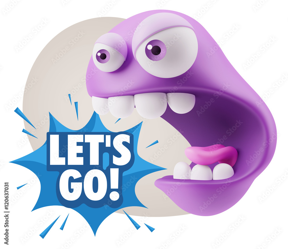 3d Rendering Angry Character Emoji saying Let's Go with Colorful 3d Rendering Angry Character Emoji saying Let's Go with Colorful