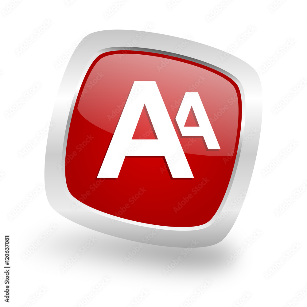 alphabet square red glossy chrome silver metallic web icon alphabet square red glossy chrome silver metallic web icon