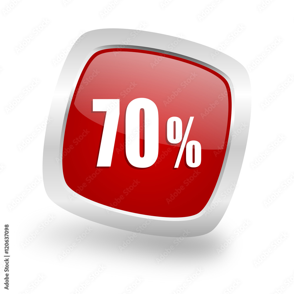 70 percent square red glossy chrome silver metallic web icon 70 percent square red glossy chrome silver metallic web icon