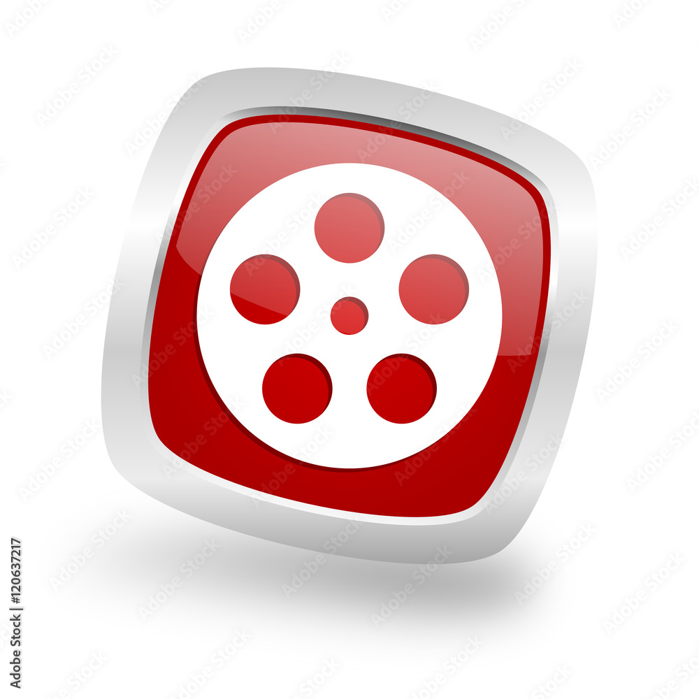 film square red glossy chrome silver metallic web icon film square red glossy chrome silver metallic web icon