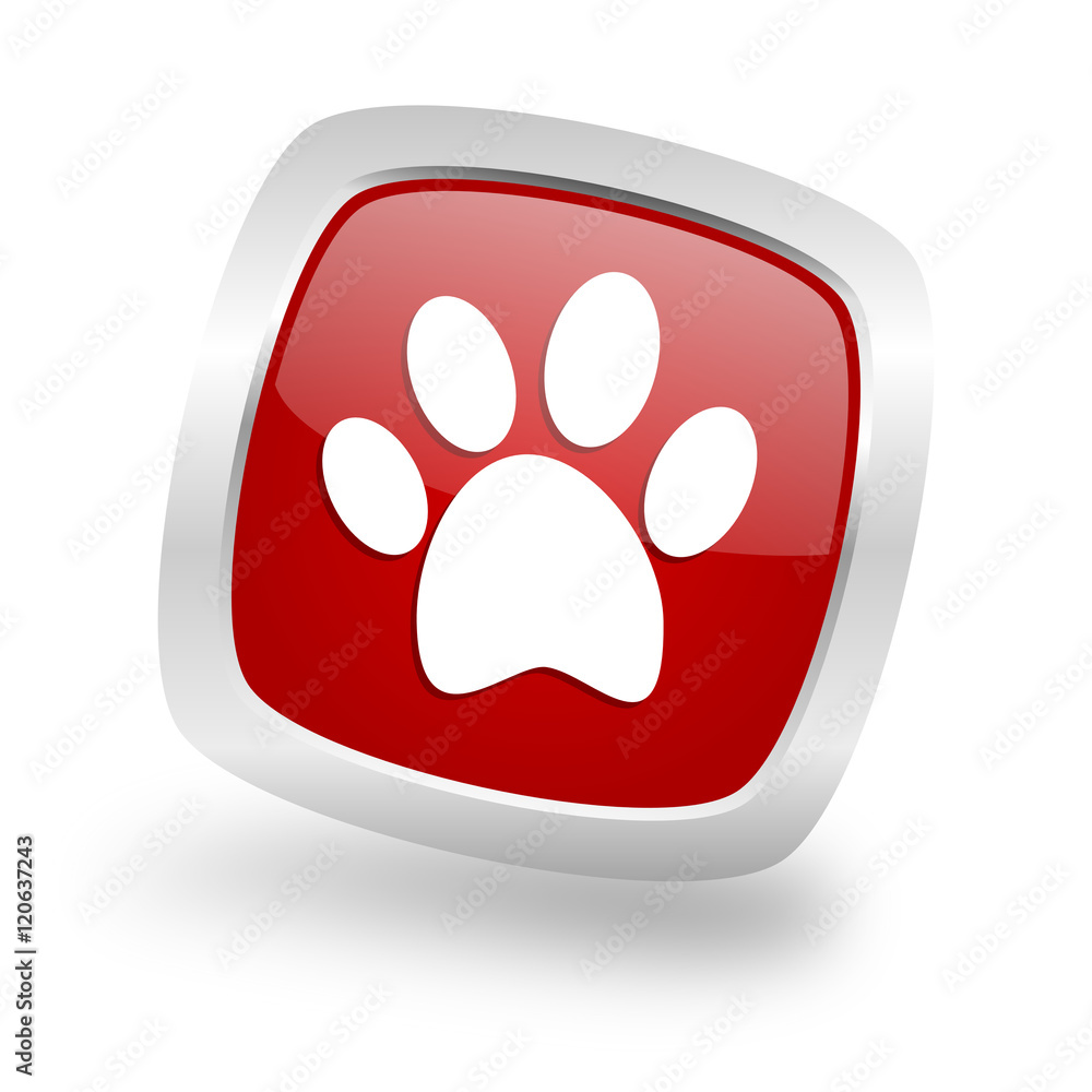foot square red glossy chrome silver metallic web icon foot square red glossy chrome silver metallic web icon
