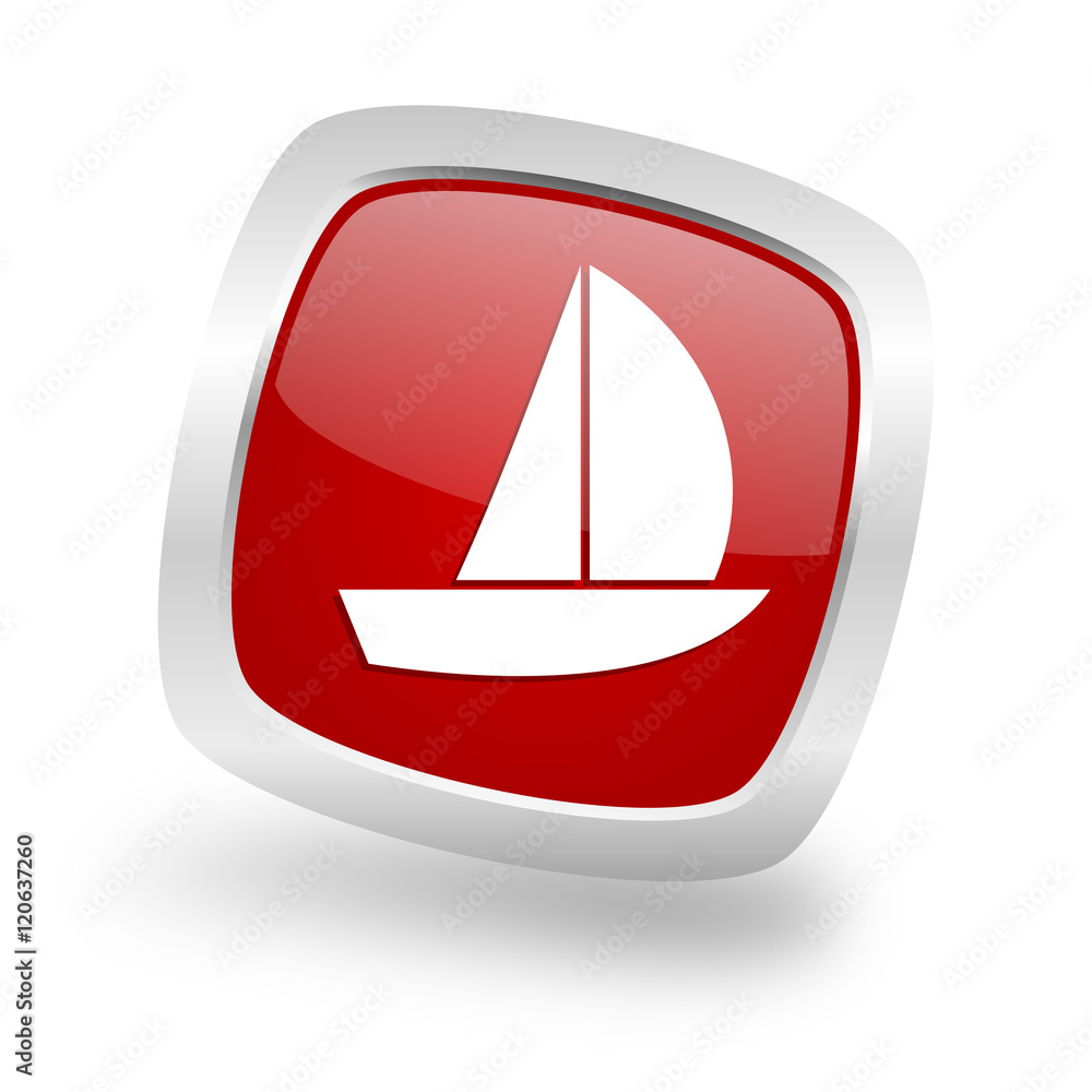 yacht square red glossy chrome silver metallic web icon yacht square red glossy chrome silver metallic web icon