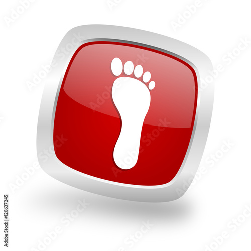 foot square red glossy chrome silver metallic web icon