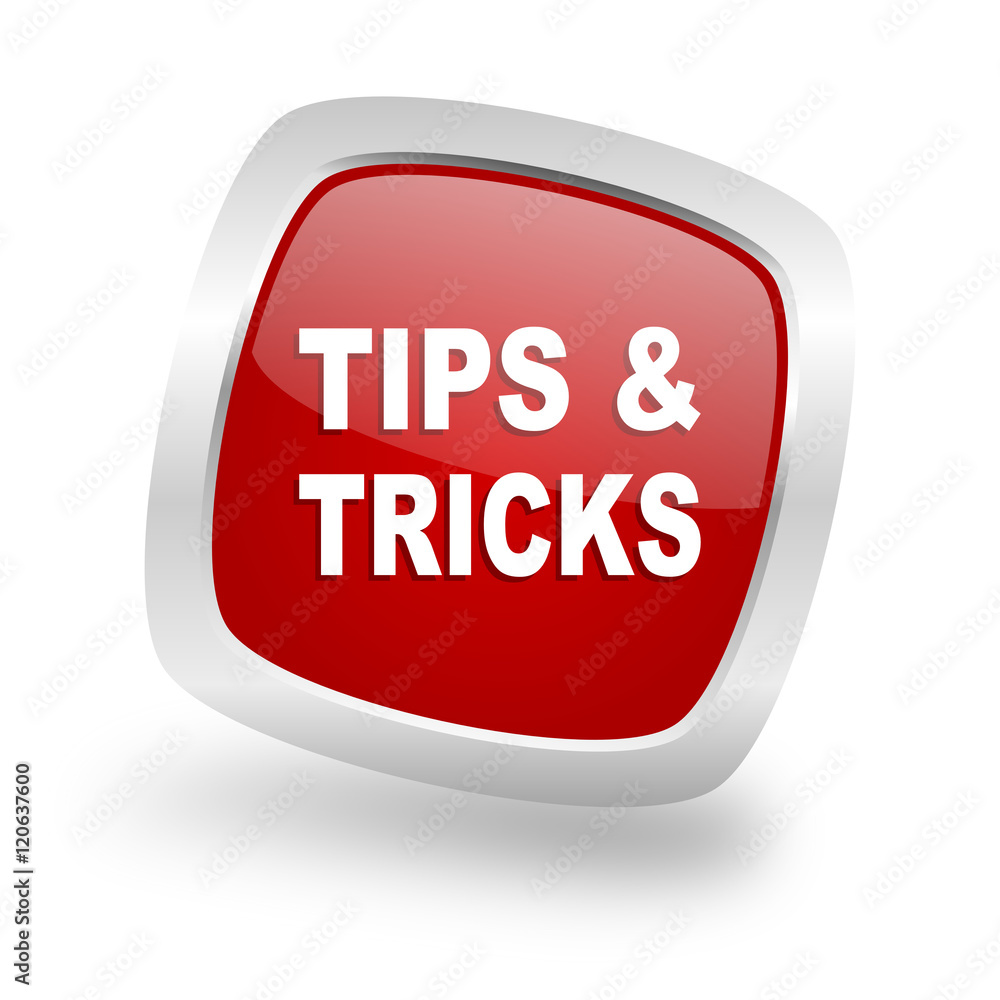 tips tricks square red glossy chrome silver metallic web icon tips tricks square red glossy chrome silver metallic web icon