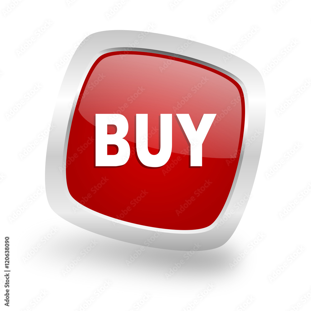 buy square red glossy chrome silver metallic web icon buy square red glossy chrome silver metallic web icon