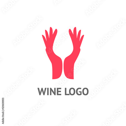 Wine logo design idea with wine glass in negative space. Abstract winery sign. Concept for vineyard.