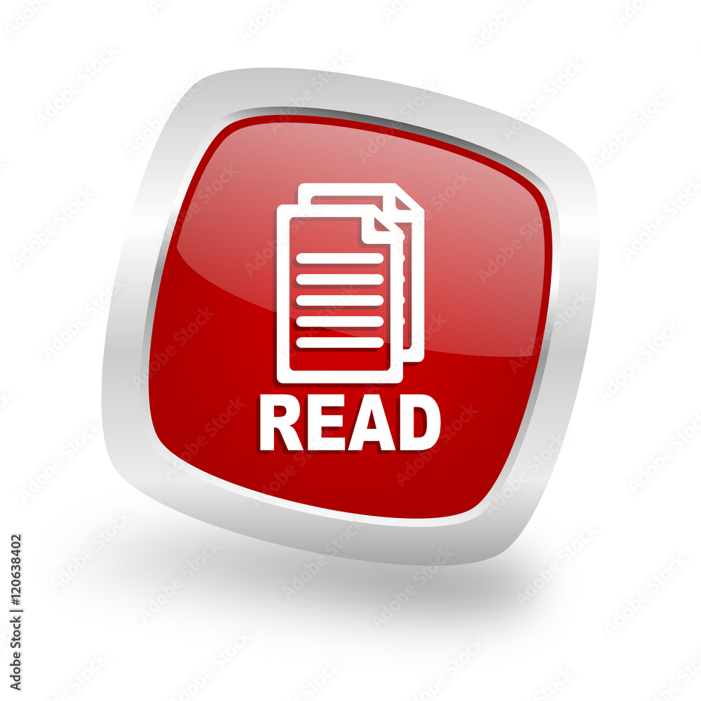 read square red glossy chrome silver metallic web icon read square red glossy chrome silver metallic web icon
