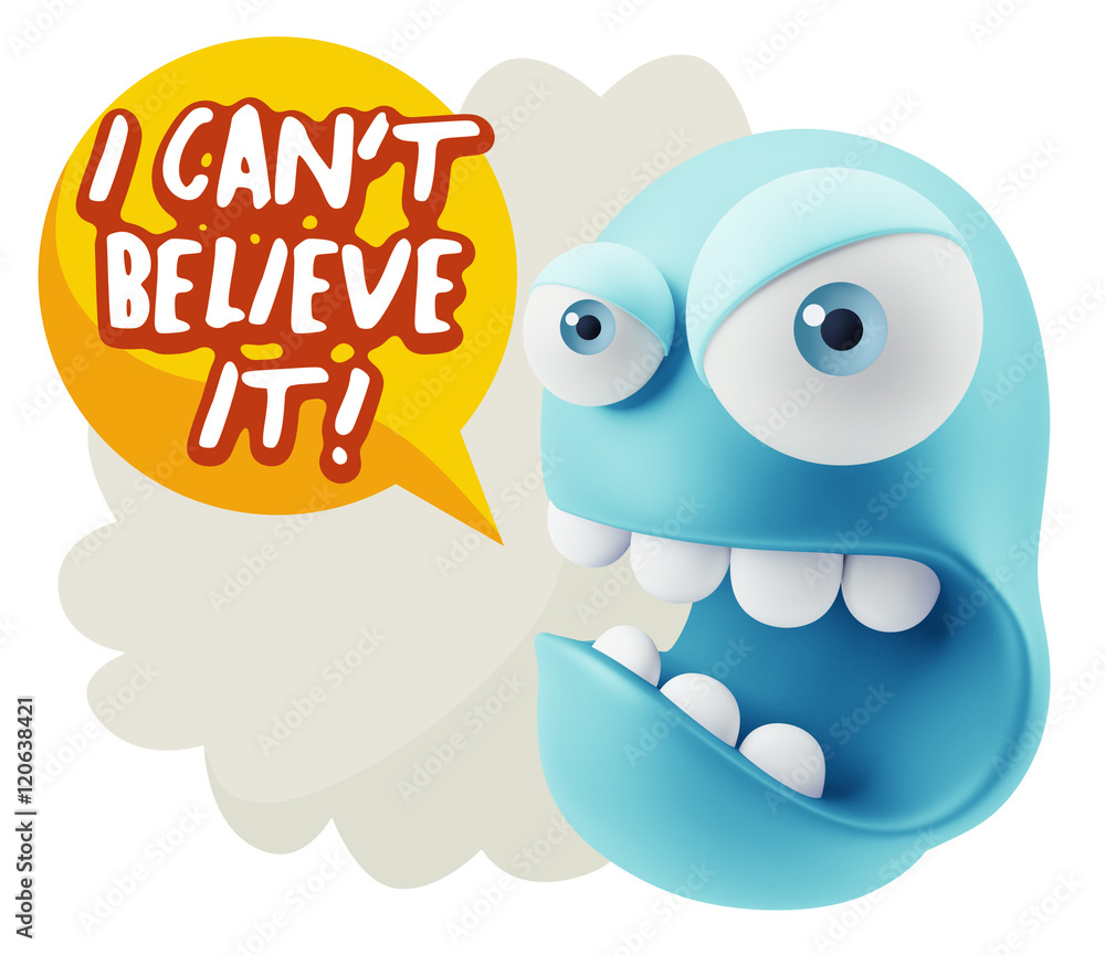 3d Rendering Angry Character Emoji saying I Can't Believe It wit 3d Rendering Angry Character Emoji saying I Can't Believe It wit