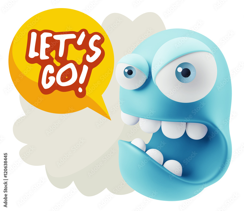3d Rendering Angry Character Emoji saying Let's Go with Colorful 3d Rendering Angry Character Emoji saying Let's Go with Colorful