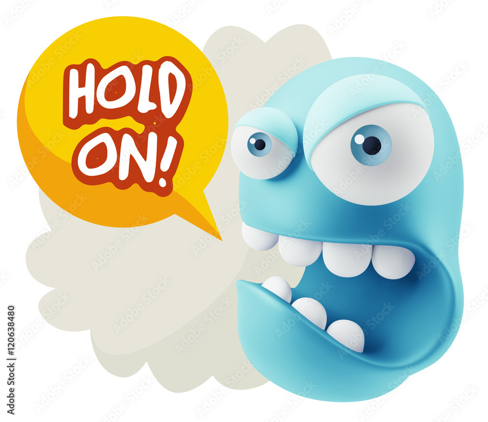 3d Rendering Angry Character Emoji saying Hold On with Colorful 3d Rendering Angry Character Emoji saying Hold On with Colorful