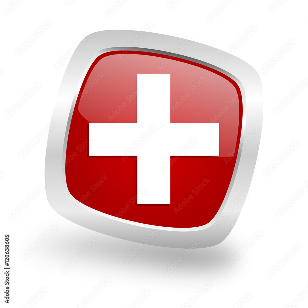 plus square red glossy chrome silver metallic web icon plus square red glossy chrome silver metallic web icon