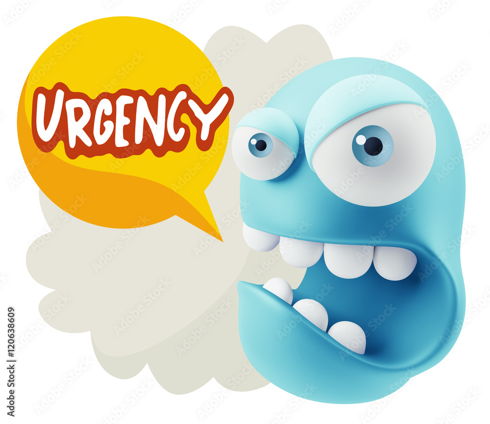 3d Rendering Angry Character Emoji saying Urgency with Colorful 3d Rendering Angry Character Emoji saying Urgency with Colorful