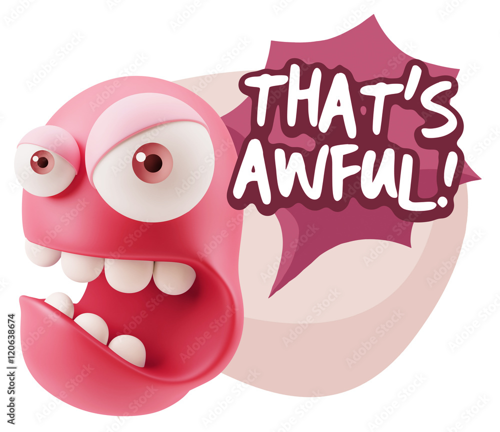 Obraz premium 3d Rendering Angry Character Emoji saying That's Awful with Colo
