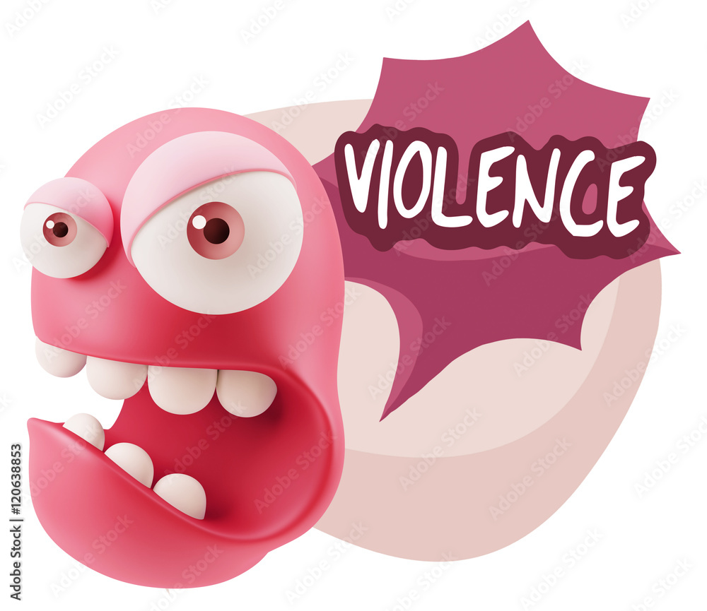 3d Rendering Angry Character Emoji saying Violence with Colorful 3d Rendering Angry Character Emoji saying Violence with Colorful