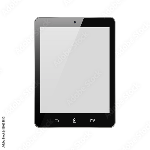 Perfectly detailed modern touch screen tablet computer isolated on white background vector