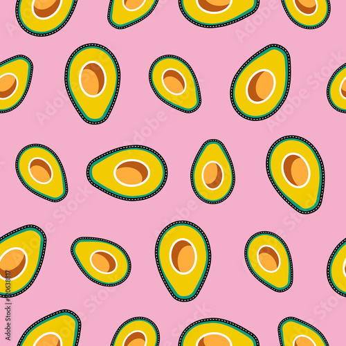 Cartoon seamless background with avocado designs