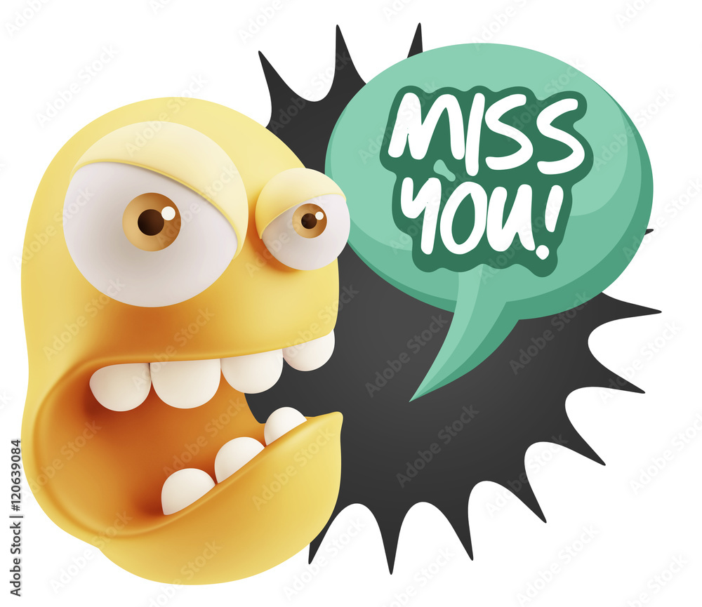3d Rendering Angry Character Emoji saying Miss You with Colorful 3d Rendering Angry Character Emoji saying Miss You with Colorful