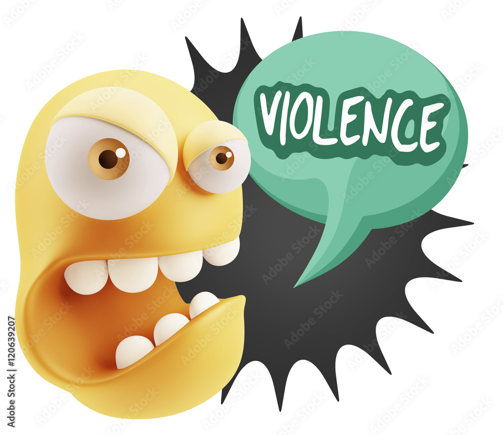 3d Rendering Angry Character Emoji saying Violence with Colorful 3d Rendering Angry Character Emoji saying Violence with Colorful