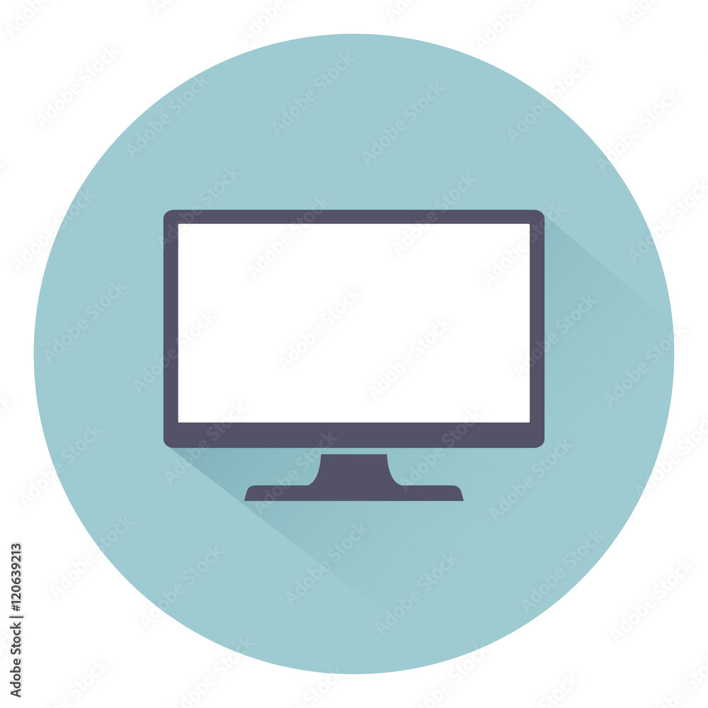 Monitor PC, icon computer screen flat style with shadow isolated on background, vector illustration for web design Monitor PC, icon computer screen flat style with shadow isolated on background, vector illustration for web design
