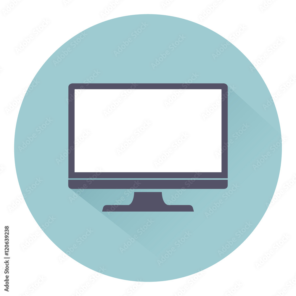 Monitor PC, icon computer screen flat style with shadow isolated on background, vector illustration for web design Monitor PC, icon computer screen flat style with shadow isolated on background, vector illustration for web design