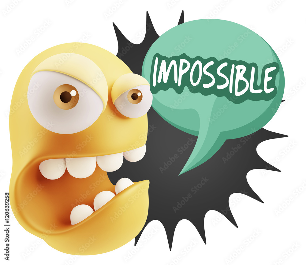 3d Rendering Angry Character Emoji saying Impossible with Colorf 3d Rendering Angry Character Emoji saying Impossible with Colorf